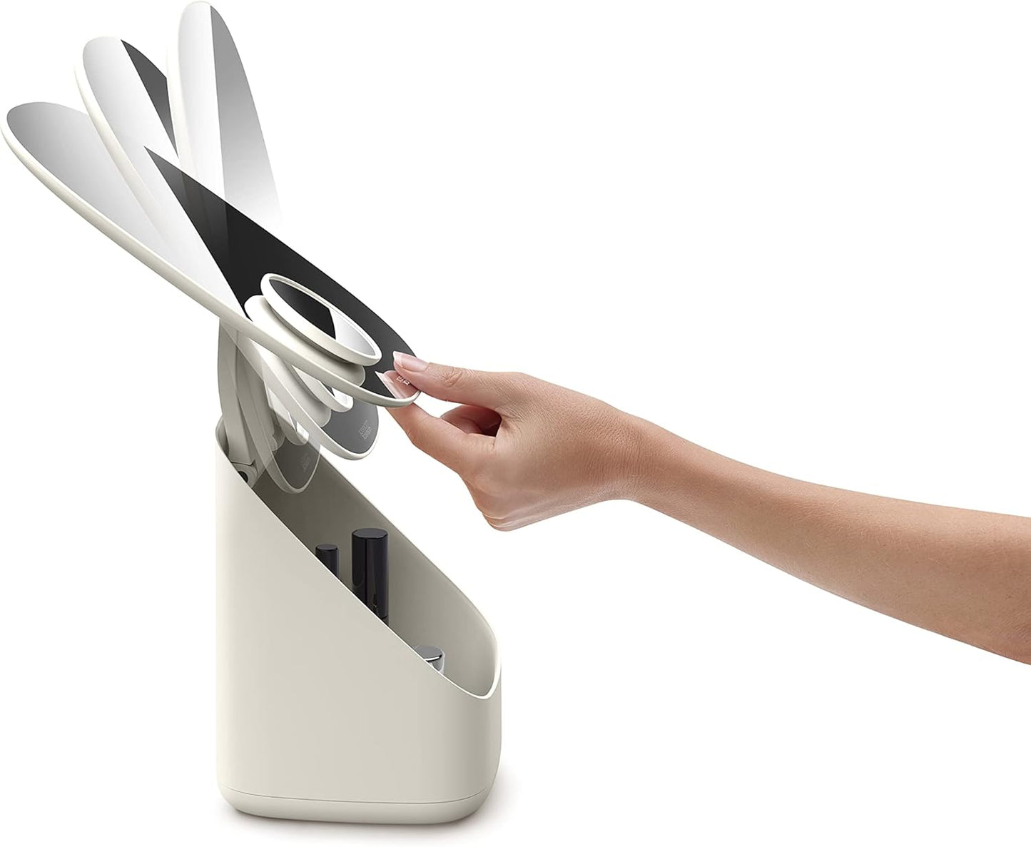 Specchio Con Piedistallo E Organizer Per Cosmetici