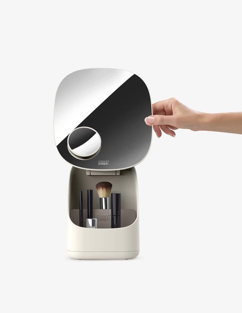 Specchio Con Piedistallo E Organizer Per Cosmetici